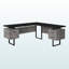 Bureau d'ordinateur moderne à finition noire et grise avec pieds en métal noir H 29,85 po x l 70,73 po