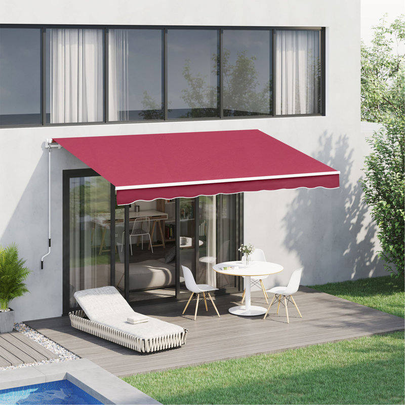 Outsunny 13' X 8' Retractable Awning, Patio Awnings, Sunshade Shelter W/ Manual Crank Handle, UV & Water-Resistant Fabric And Aluminum Frame For Deck, Balcony, Yard