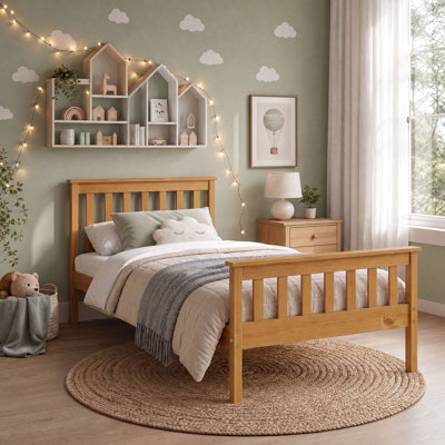 Alden Twin Solid Wood Platform Bed With Headboard & Footboard – Compact Fsc Rubberwood Frame For Small Spaces