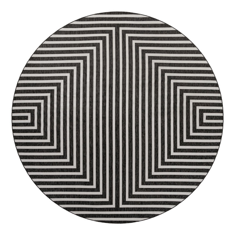 Geometric Indoor / Outdoor Rug, Round 3'3"