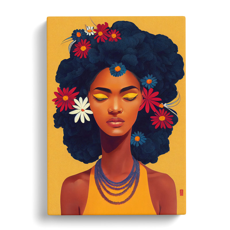 Woman With Flowers In Her Hair - Wrapped Canvas, 50cm H x 35cm W x 3cm D