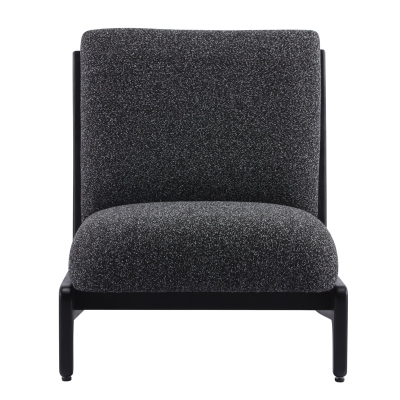 Fauteuils de chambre rembourrés à profil bas, Noir moucheté, Noir