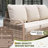 6-Piece Outdoor Patio Conversation Set, 3-Seater Sofa, 2 Armchairs, 2 Ottomans & Coffee Table, Steel Frame with Wood-Grain Heat Transfer, Olefin Cushions for Patio, Backyard, Porch & Poolside