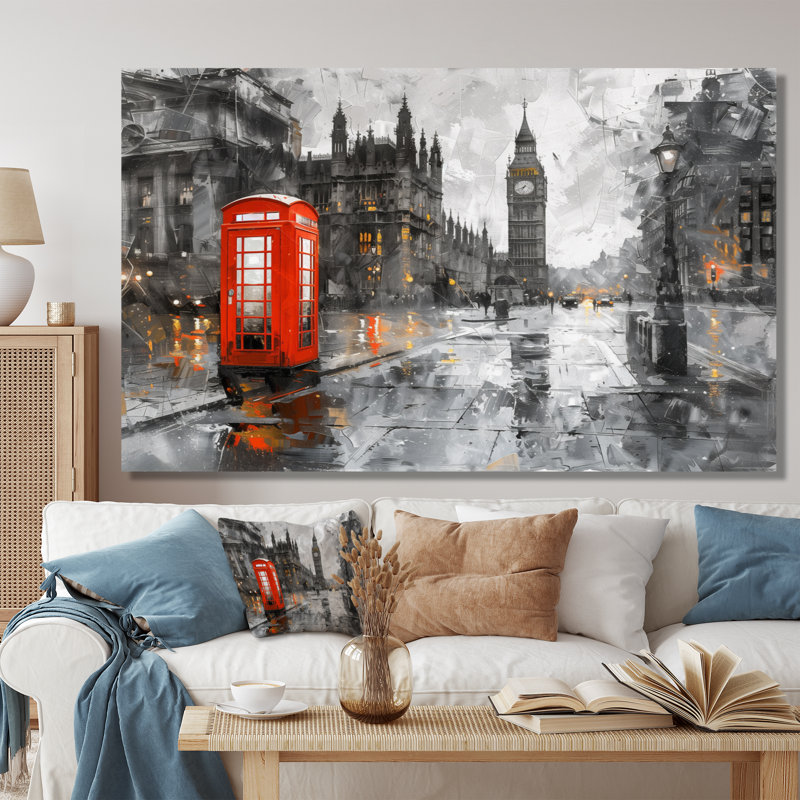 Décoration murale Fortier - City London Wall Ar, H 40 po x l 60 po x P 1,5 po, Toile tendue