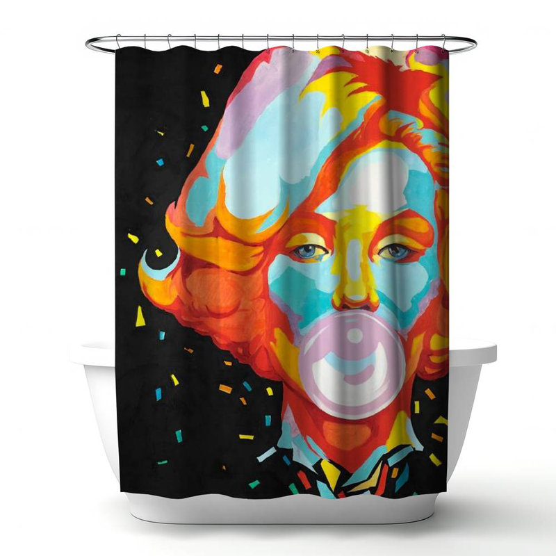 Shower Curtain FI50 – Polyester Shower Curtain, Dye Sublimation Print, 71" W × 74" L