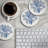 Blue & White Floral 4 Pack Round Absorbent Stone Coasters