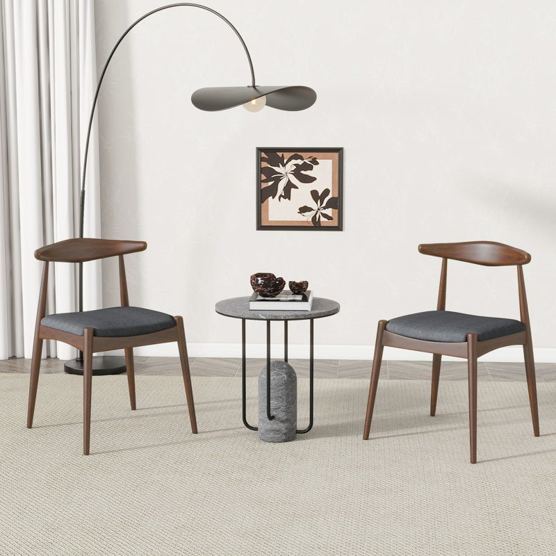 Chaise d'appoint Drumawillin, Gris anthracite, Noyer naturel