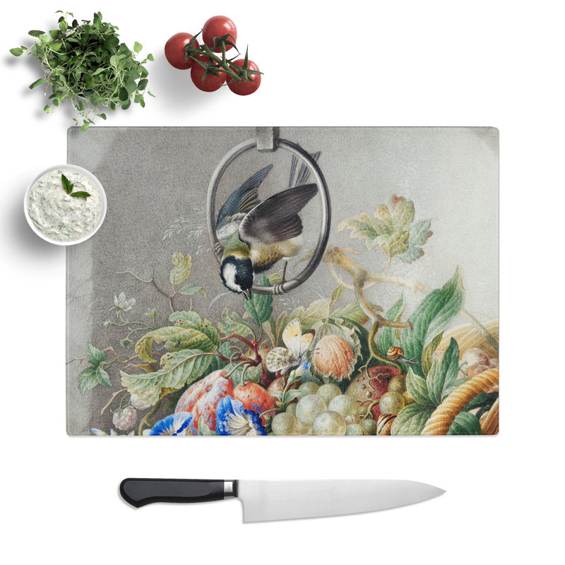 Bird with Flowers by Herman Henstenburgh Chopping Board, 0.4cm H x 29cm W x 39cm L