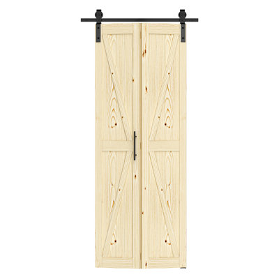 ROOMTEC Solid Pine Bi-Fold Closet Door with Hardware Kit – Pre-Assembled Interior Folding Door