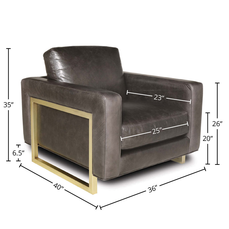 Fauteuil en cuir véritable Penelope, Laiton satiné, Loup (cartier)