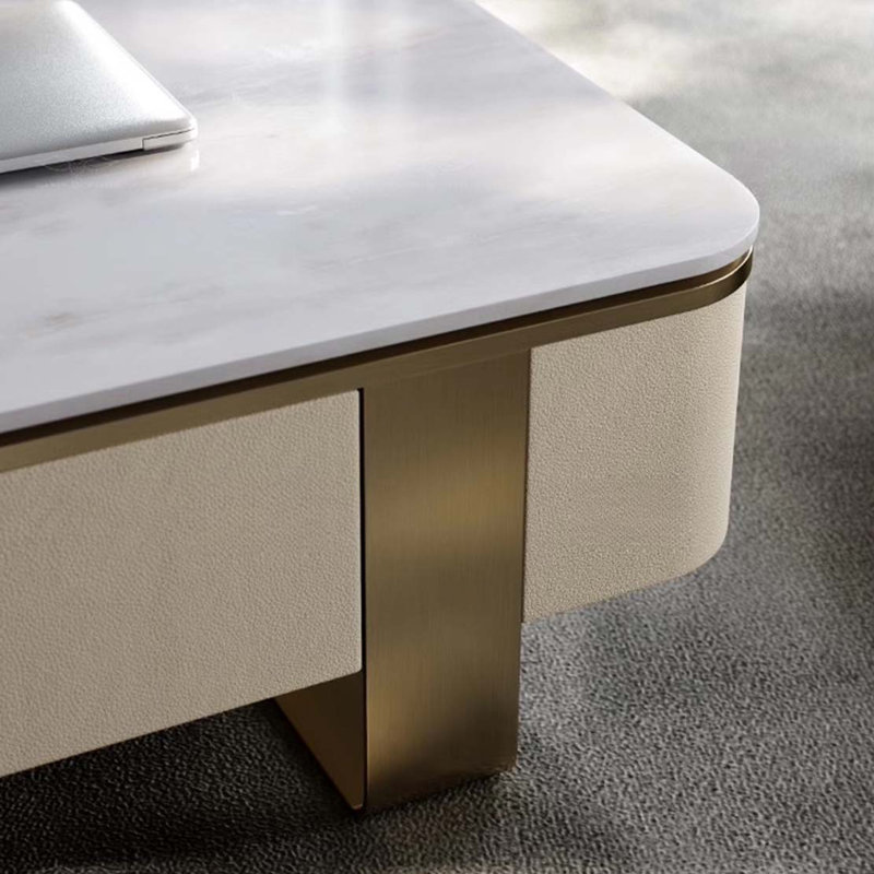 Table basse moderne Modern Italian, Blanc, H 14,2 po x L 47,2 po x l 23,6 po