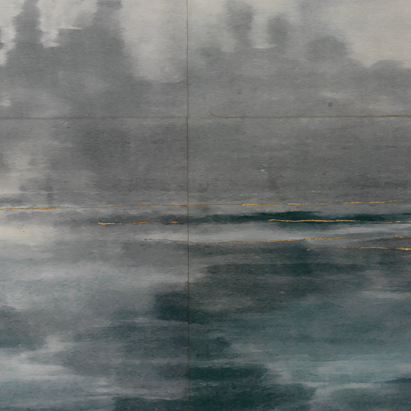 Cloudscape - Peinture sur papier, Bleu marine