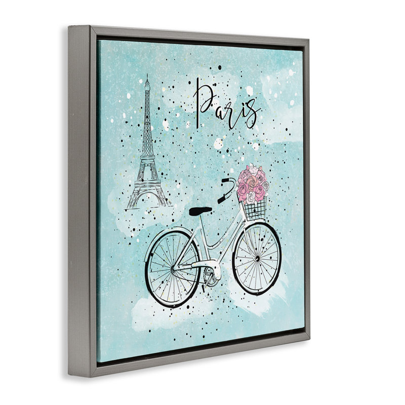 Art mural sur toile flottant gris Paris Paris par Martina Pavlova, Cadre flottant gris lustré, H 18 po x l 18 po