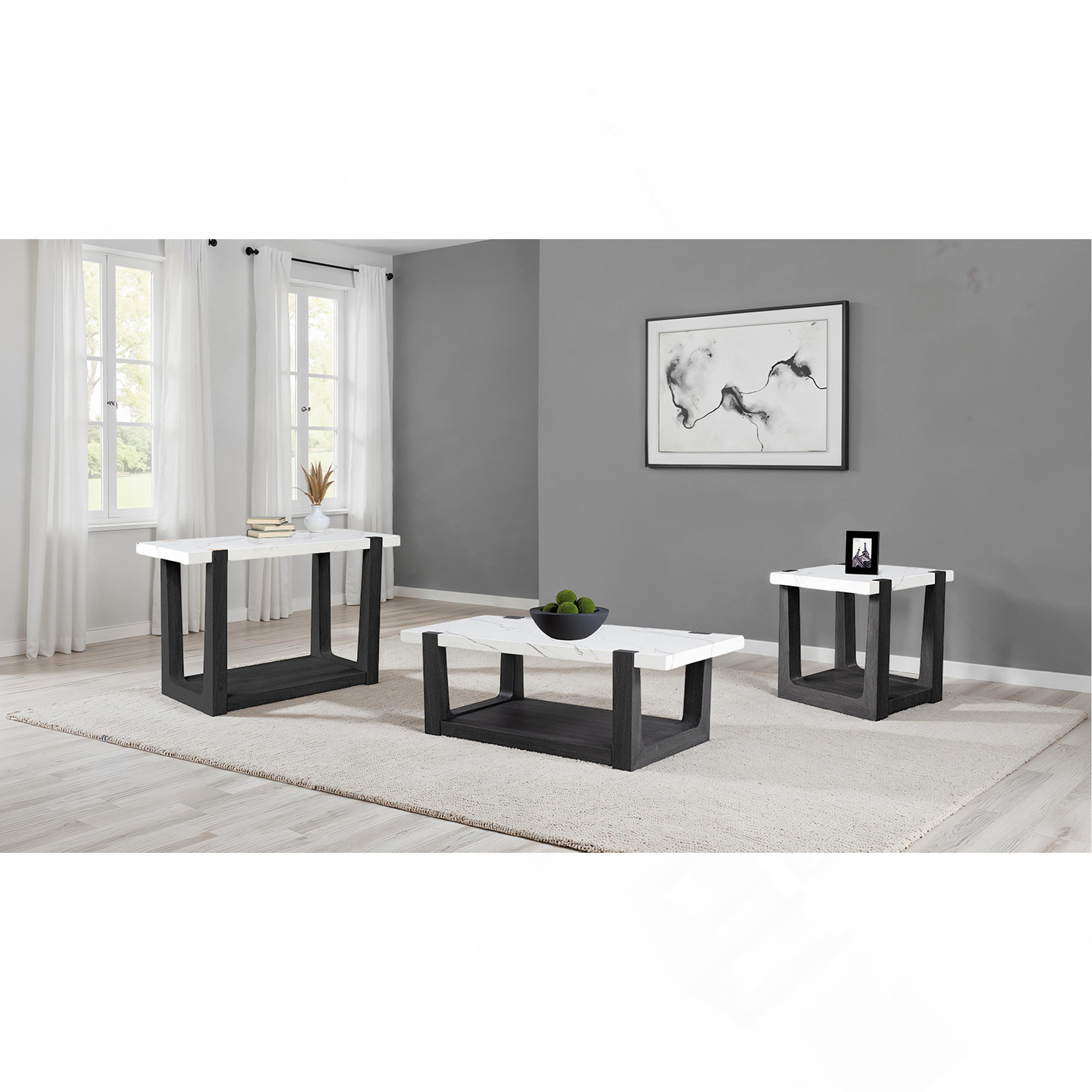 Latitude Run® Modern Contemporary Style 3Pc Table Set 1X Coffee Table ...