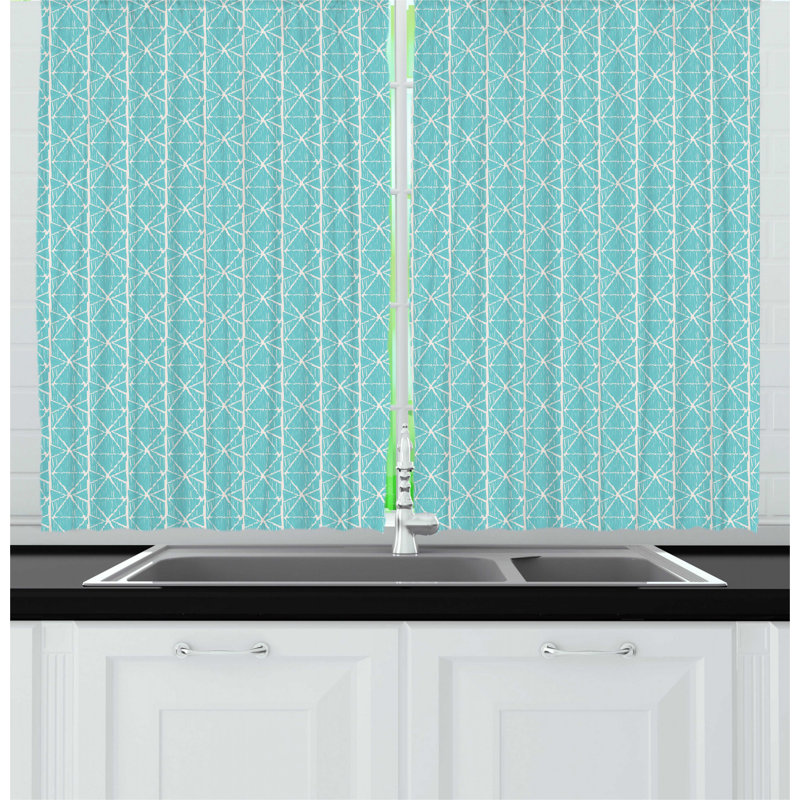 Geometric Ruffled Kitchen Curtain