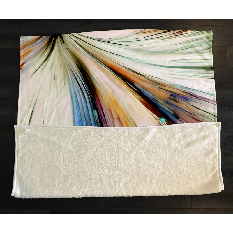 Throw Blanket, 68" W x 80" L, Striped/Abstract, Blue/Orange/White/Green