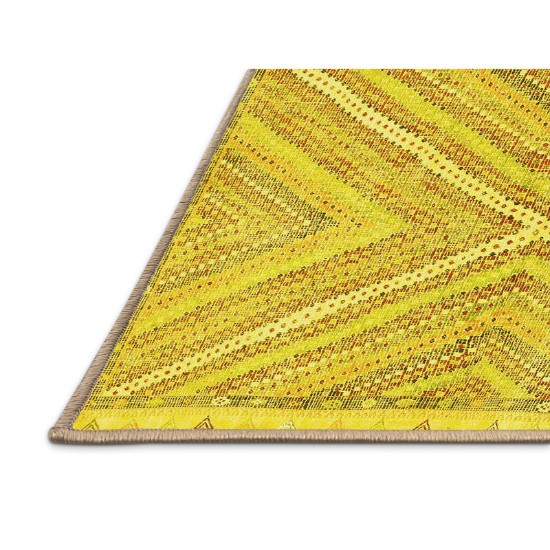 Tapis contemporains jaunes lavables à la machine 870, Rectangle 2 pi x 3 pi