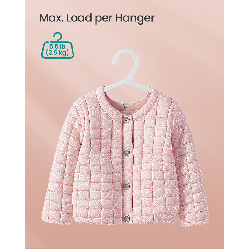 Paquet de 60 cintres pour bébé, cintres en plastique pour enfants pour garde-robe, 11 po x 6,1 po, pour enfants de 0 à 6 ans, peu encombrant, antidérapant