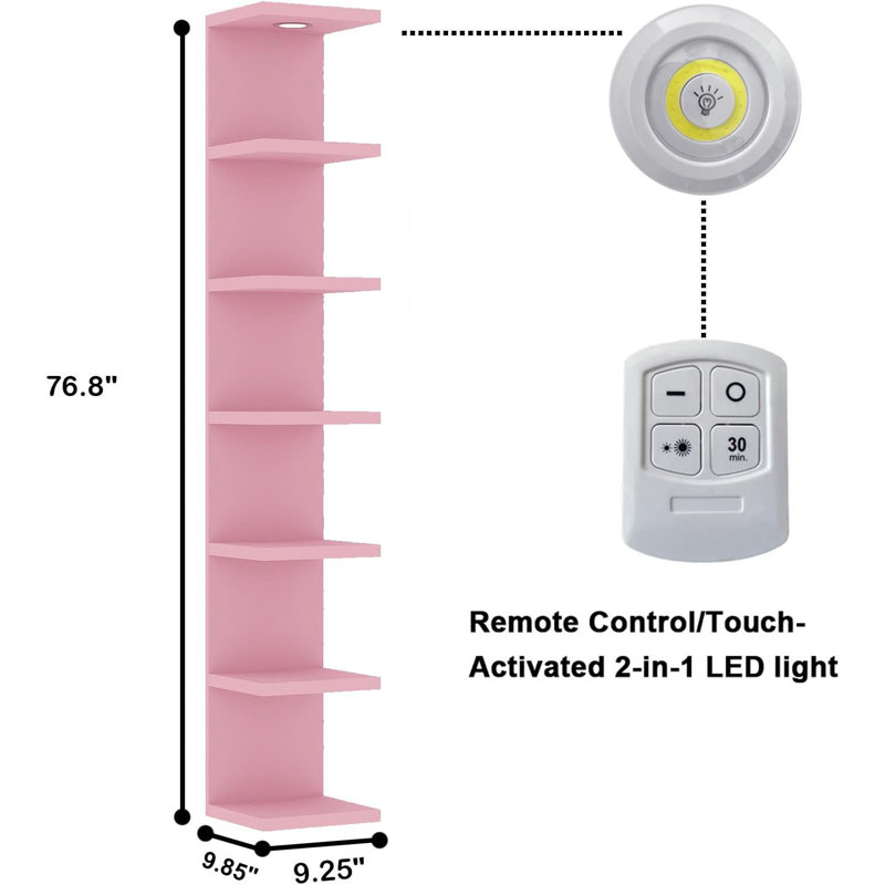 7-Tier Floating Wall Shelf With LED Remote Control Light, Versatile Display And Storage Solution For Home Decor