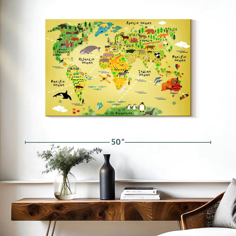 Carte du monde des animaux Keiri, H 26 po x l 39 po