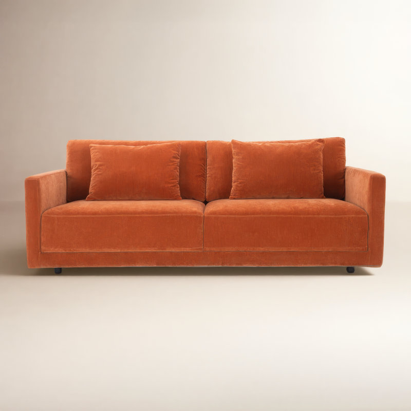 Kenji Upholstered 84'' Sofa, Rust Performance Chenille