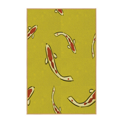 Tapis rond rond en laine jaune