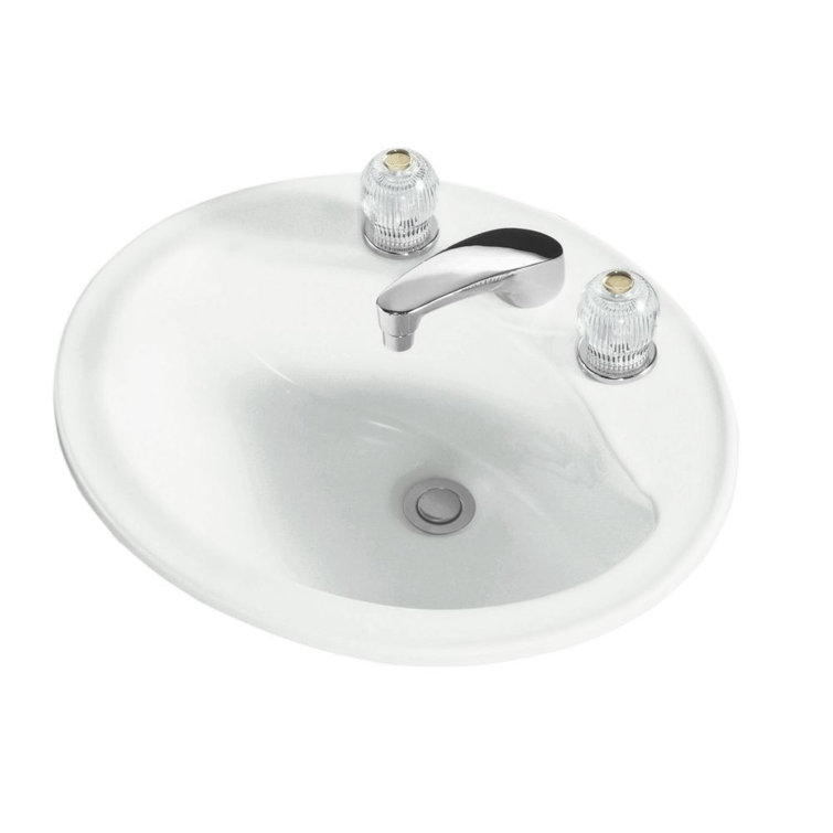 Sanibel Ceramic Circular Drop-In Bathroom Sink with Overflow