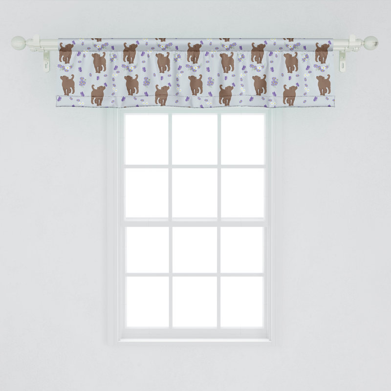 Cantonnière Ambesonne, ensemble de 2 chiots papillons et fleurs bleu pâle brun, L 42 po x L 12 po