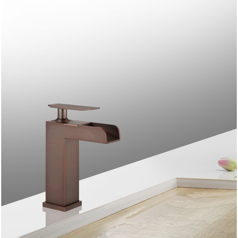 Single-Hole Bathroom Faucet with Drain Assembly, Brown Bronze