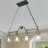 4-Light Dimmable  Modern Linear Pendant Light with Seeded Glass, in Brushed Antique Silver for Dining Room