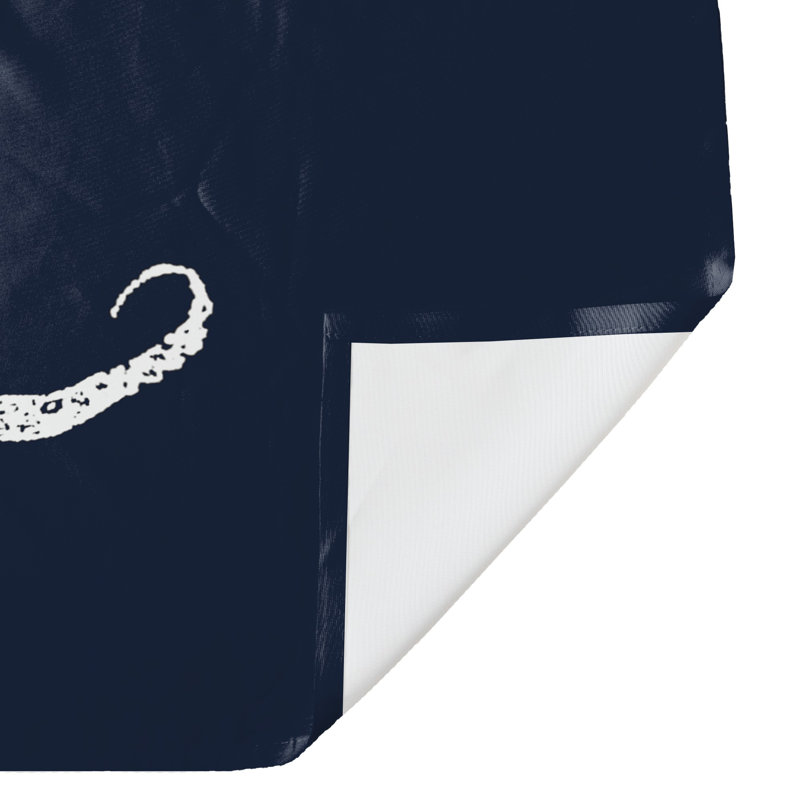Rideau de douche simple Pacheco, Blanc / Bleu marine