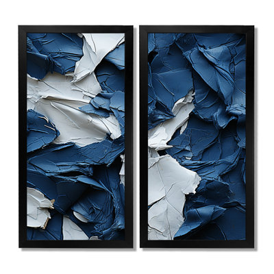 «Bliss Of Happiness In Aegean Blue», reproduction d'art sur toile abstraite bleue, 2 pièces