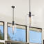 Luminaire suspendu noir mat à 1 lumière Fieldsboro 60 watts avec abat-jour en verre transparent-956053385