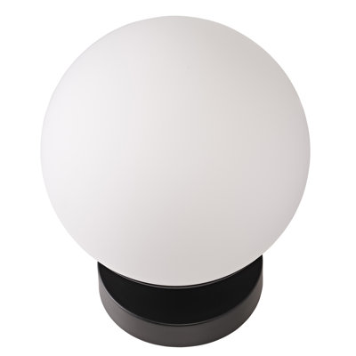 Modern Touch Dimmable LED White Globe Glass Table Lamp With Matte Black Base By 