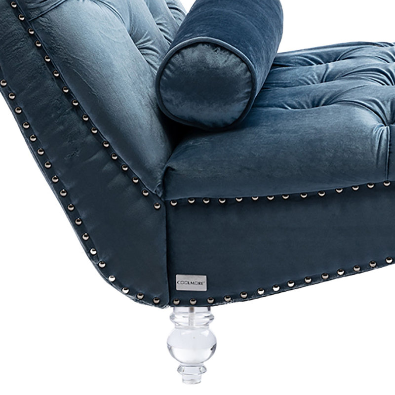 Chaise longue rembourrée en velours Jakolbi Elegant, Velours bleu clair