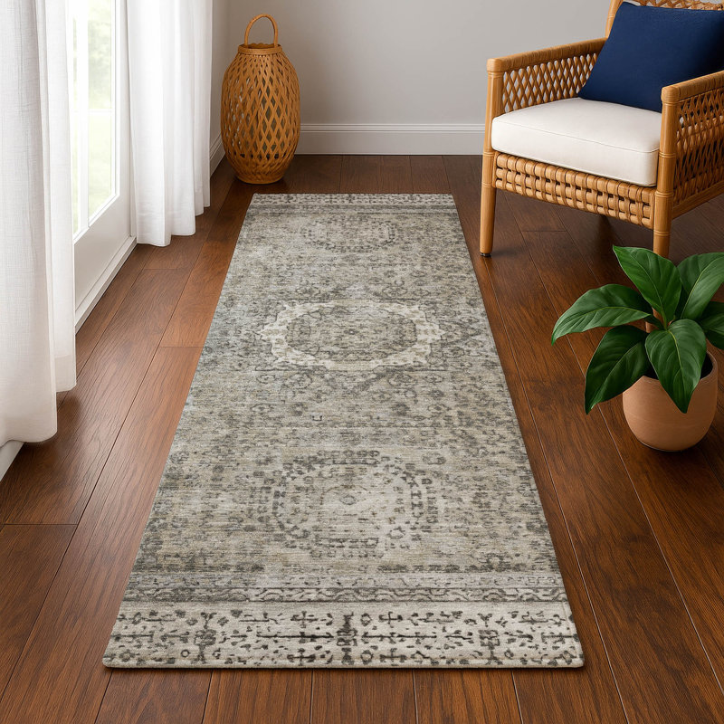 Premium Machine Washable Lubbers AMF1740 Border Rug, Runner 2'3" x 7'6"