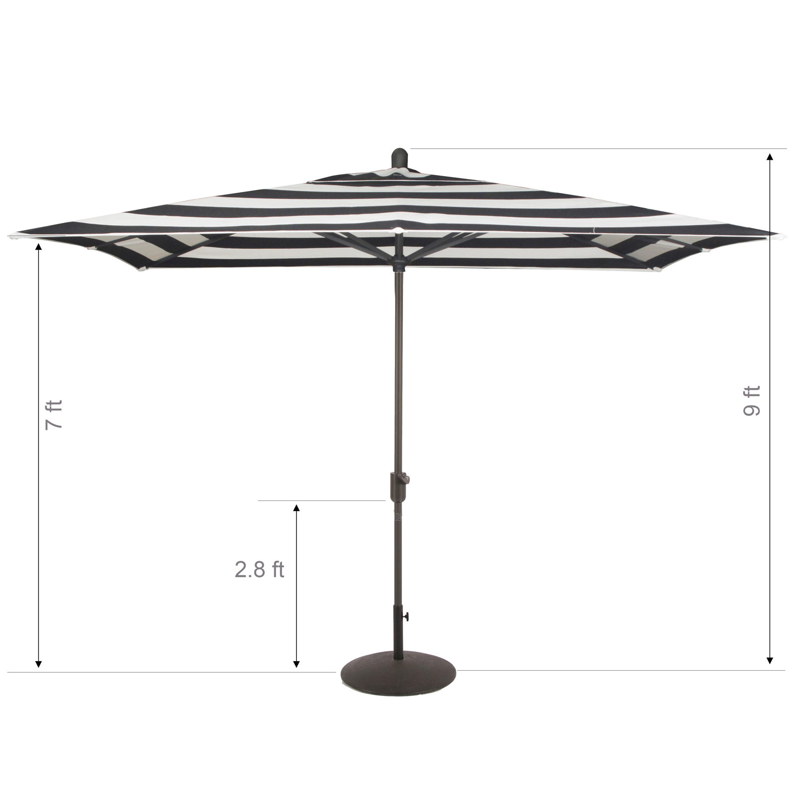 Olivier 9.7' Umbrella, Antique Bronze, Black Polyester Stripes