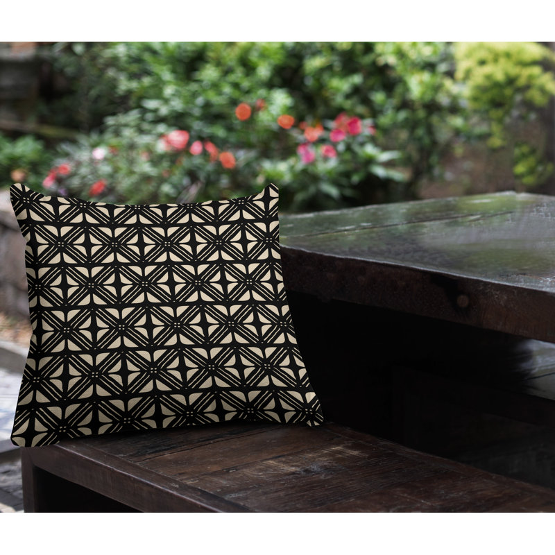 Housse de coussin d'extérieur carré et insert, 15 po x 15 po, Noir, Carré