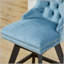 Tabouret de bar pivotant en velours - Pieds en bois avec capitonnage à boutons et garniture cloutée (bleu clair)-1369082875