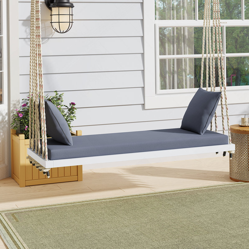 Balancelle intemporelle et durable pour se détendre à l'extérieur, Gris, Blanc