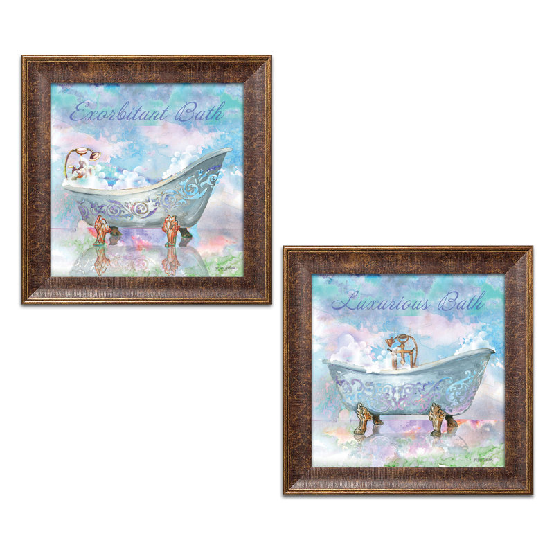 «Luxury Bath Motif I and II» par Gregory Gorham, ensemble de 2 reproductions d'impressions, H 12 po x l 12 po x P 0,75 po