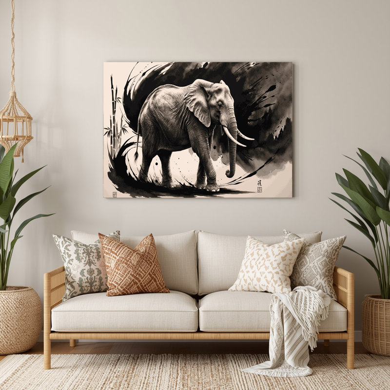 Wildlife Asian Elephant Black Metal Wall Art, 11" H x 14" W