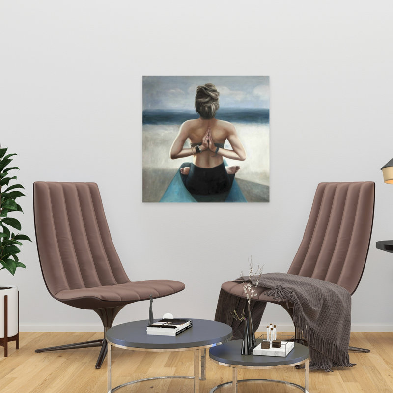 Reverse Prayer Pose Canvas | Spiritual Bedroom Wall Art Decor, 24" H x 24" W