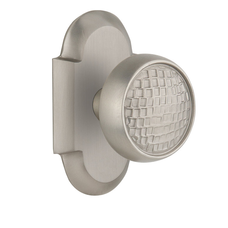 Plaque Cottage avec bouton de porte Craftsman, 2.75", Nickel satiné