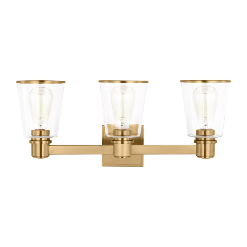 3 - Light Dimmable Vanity Light, Burnished Brass