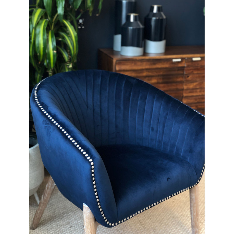 Barnes Velvet Barrel Chair, Navy Blue