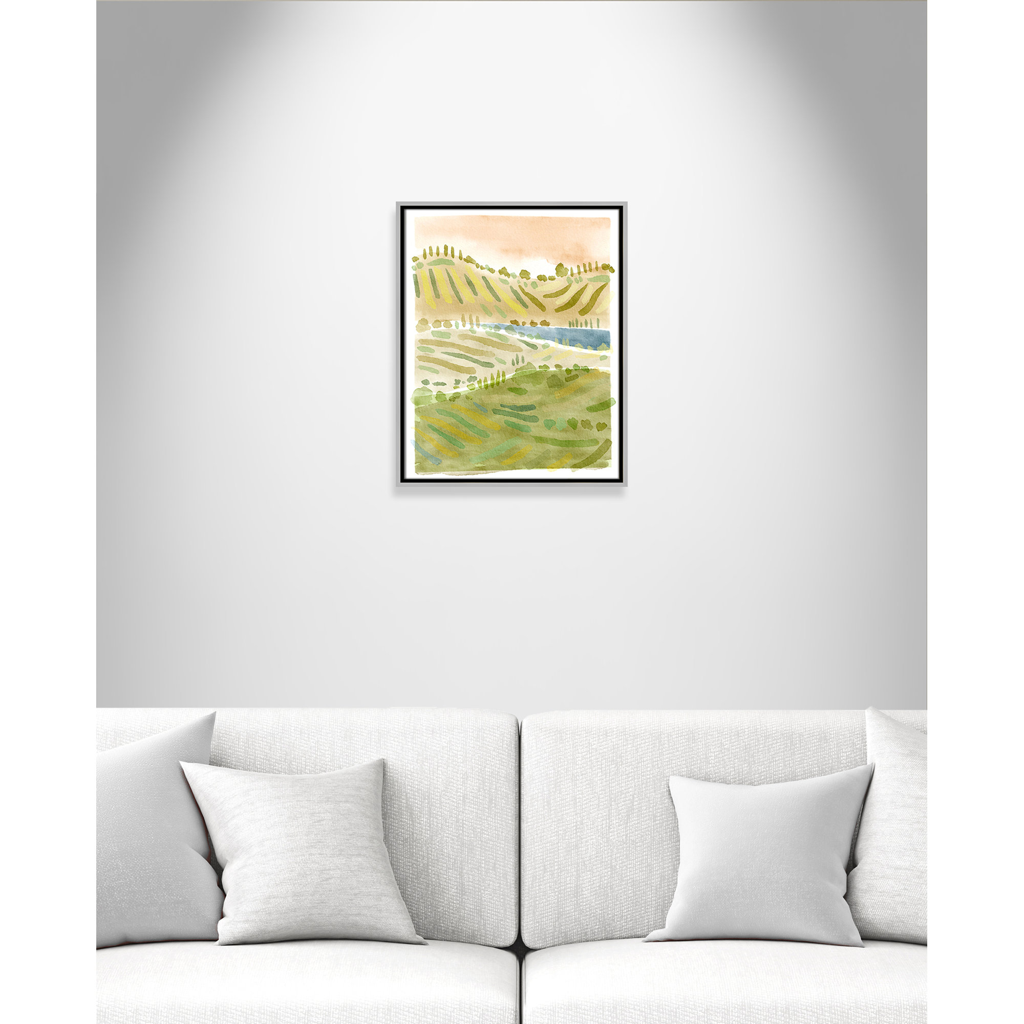 Tuscan Countryside Print by Leah Straatsma, Silver Floater Framed Canvas, 21.5" H x 17.5" W x 2" D, No Mat
