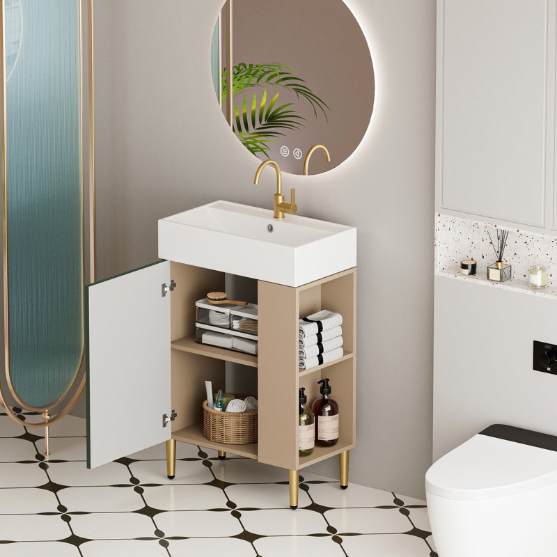 Meuble-lavabo de salle de bain avec lavabo en céramique et fabrication de qualité - 21,6 po 24Vb06-21Lvr