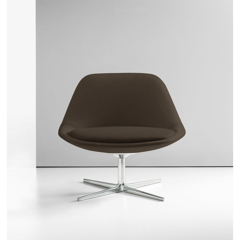 Chiara Lounge Chair, Polished Aluminum, Vella Peppercorn
