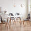 40.5cm Patchwork Linen Nordic style Dining Chairs with Solid Wood Legs-1857236427